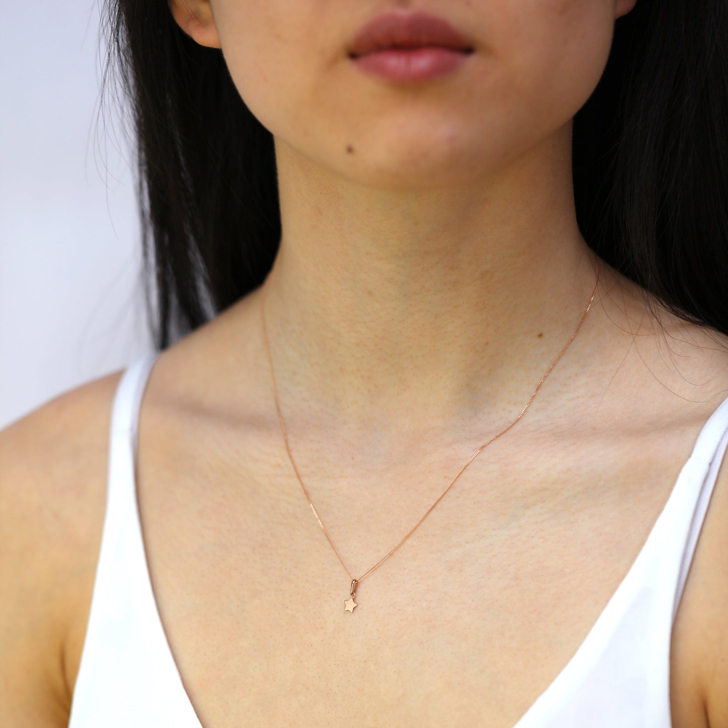 9 Karat Roségold Stern-Anhänger Halskette