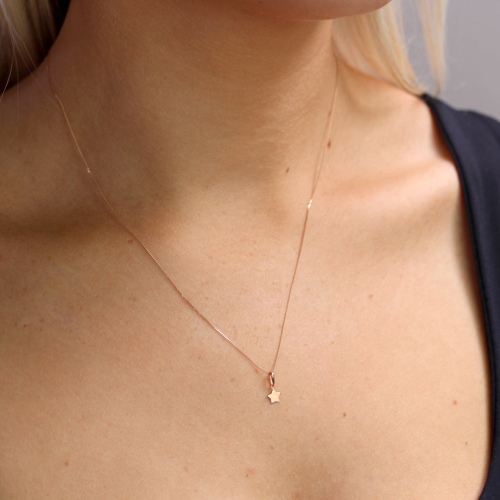 9 Karat Roségold Stern-Anhänger Halskette