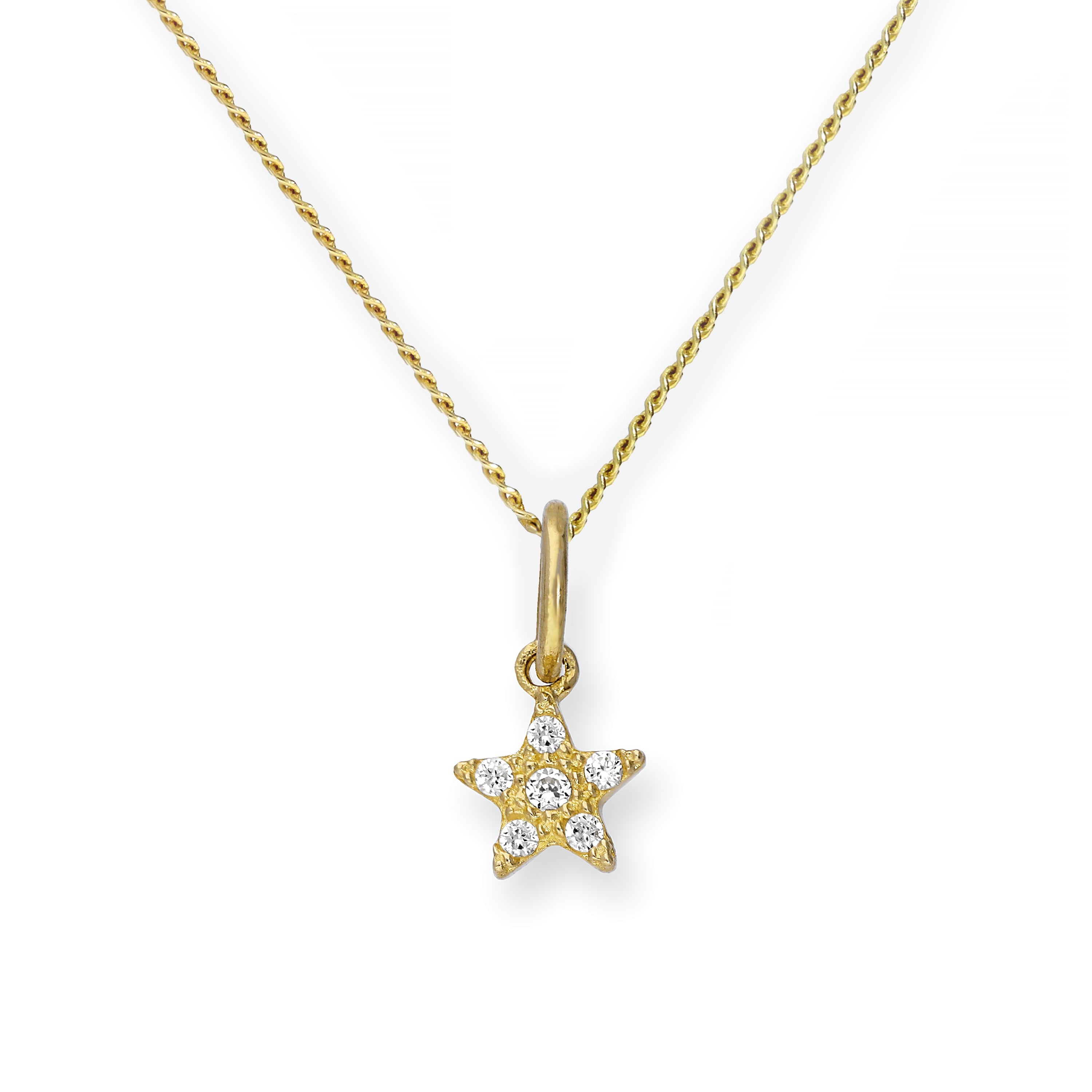 Halskette aus 9 Karat Gold mit Sternanhänger aus klarem Zirkonia
