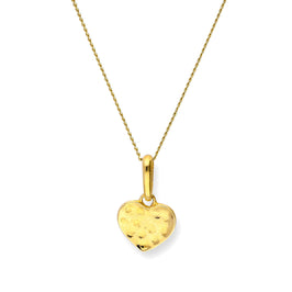 Halskette mit Herzanhänger aus 9 Karat Gold mit gehämmerter Oberfläche