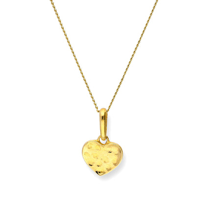 Halskette mit Herzanhänger aus 9 Karat Gold mit gehämmerter Oberfläche