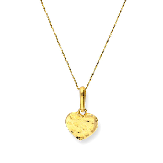 Halskette mit Herzanhänger aus 9 Karat Gold mit gehämmerter Oberfläche