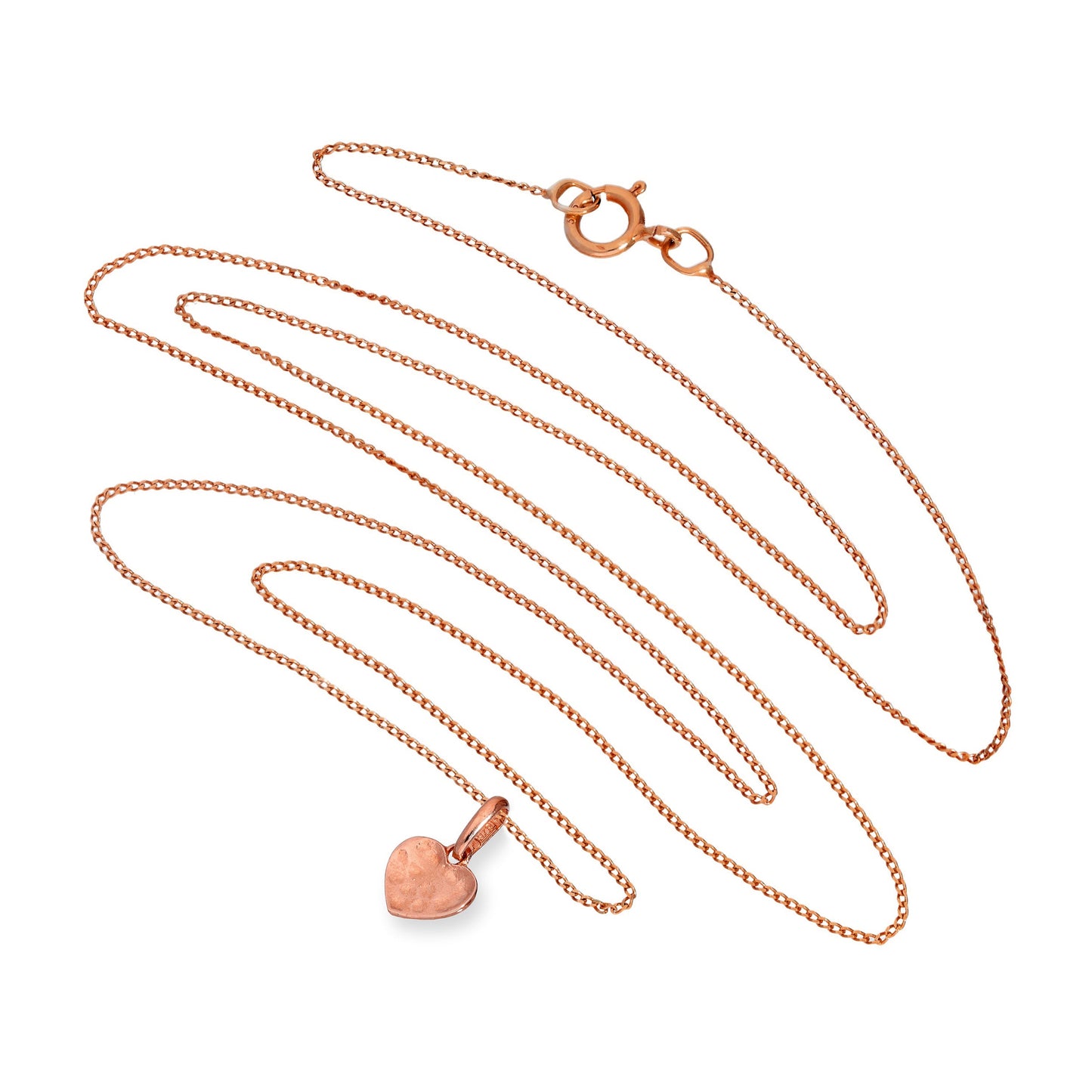 9 Karat Roségold gehämmerte Herz-Anhänger-Halskette