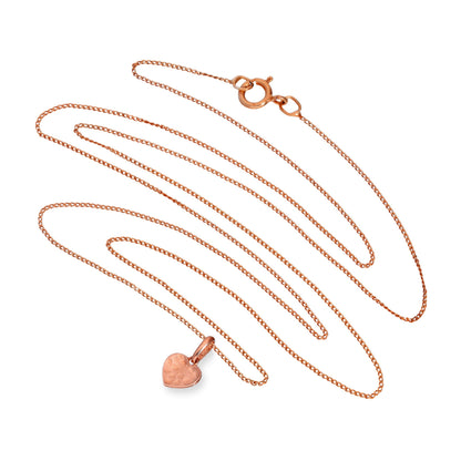 9 Karat Roségold gehämmerte Herz-Anhänger-Halskette