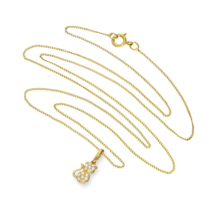 Halskette mit Anhänger aus 9 Karat Gold und klarem CZ-Kristall in Katzenform