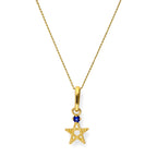 Halskette aus 9 Karat Gold mit Pentagramm-Sternanhänger aus Saphir-Zirkonia