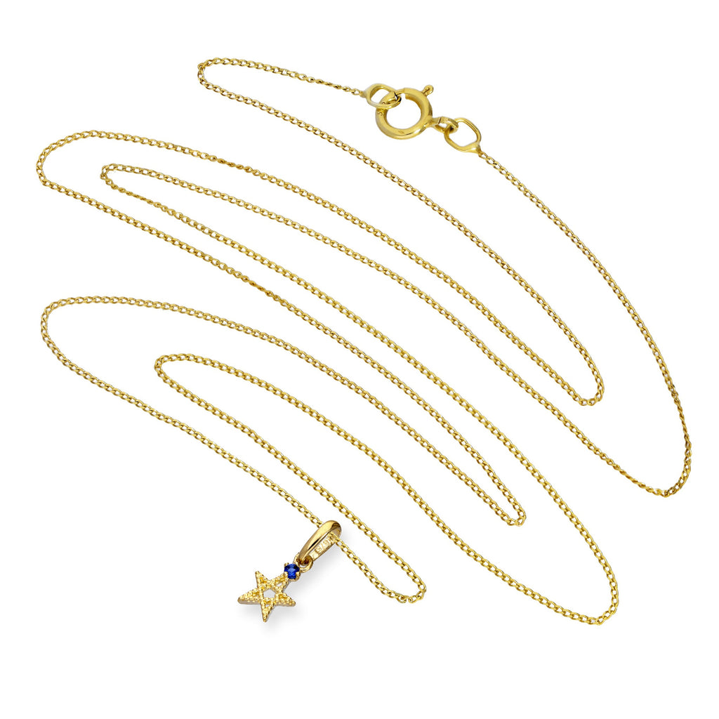 Halskette aus 9 Karat Gold mit Pentagramm-Sternanhänger aus Saphir-Zirkonia