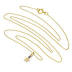 Halskette aus 9 Karat Gold mit Pentagramm-Sternanhänger aus Saphir-Zirkonia