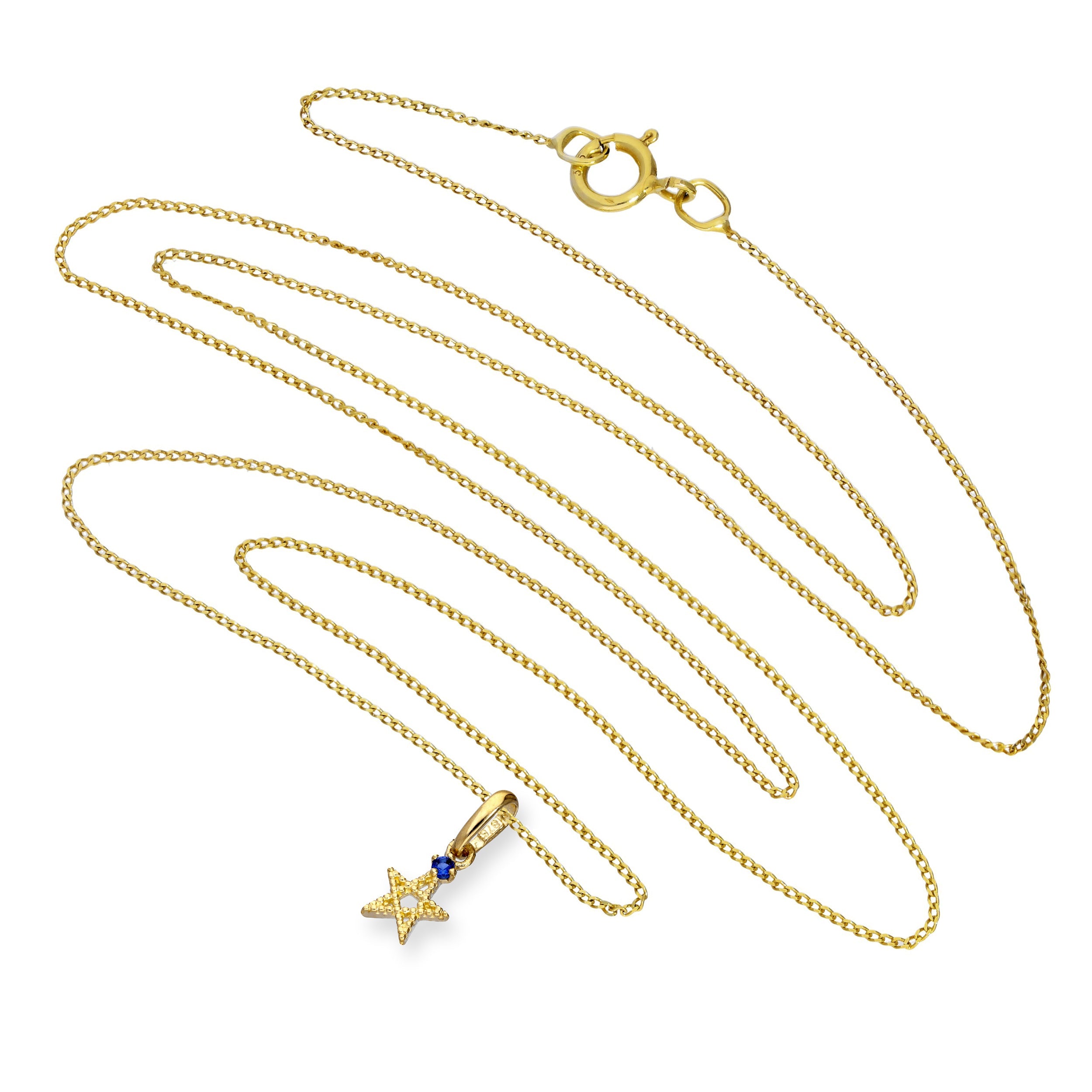 Halskette aus 9 Karat Gold mit Pentagramm-Sternanhänger aus Saphir-Zirkonia