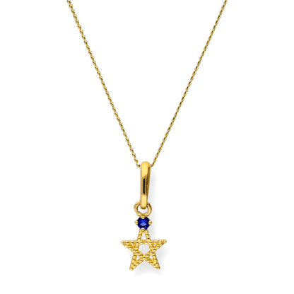 Halskette aus 9 Karat Gold mit Pentagramm-Sternanhänger aus Saphir-Zirkonia