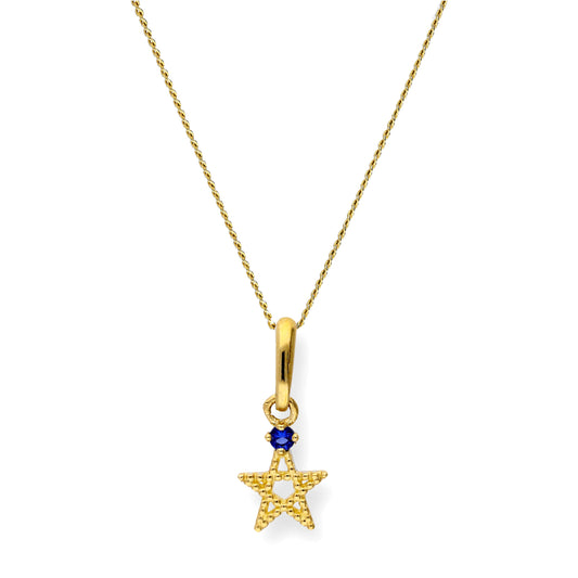 Halskette aus 9 Karat Gold mit Pentagramm-Sternanhänger aus Saphir-Zirkonia