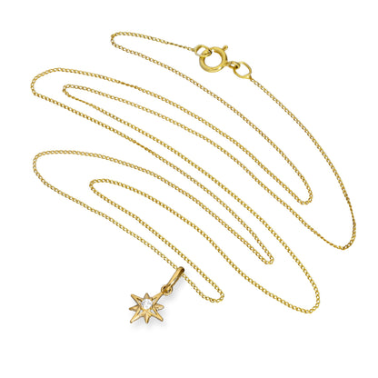 Halskette mit Anhänger aus 9 Karat Gold und klarem CZ-Kristall in Sternform