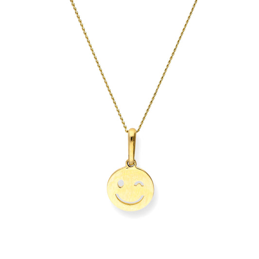 9 Karat Gold Anhänger mit zwinkerndem Smiley