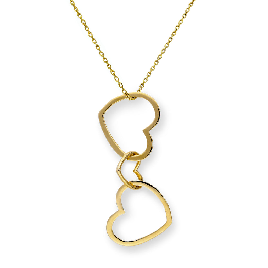 Halskette mit dreifach ineinander verschlungenen Herzen aus 9 Karat Gold