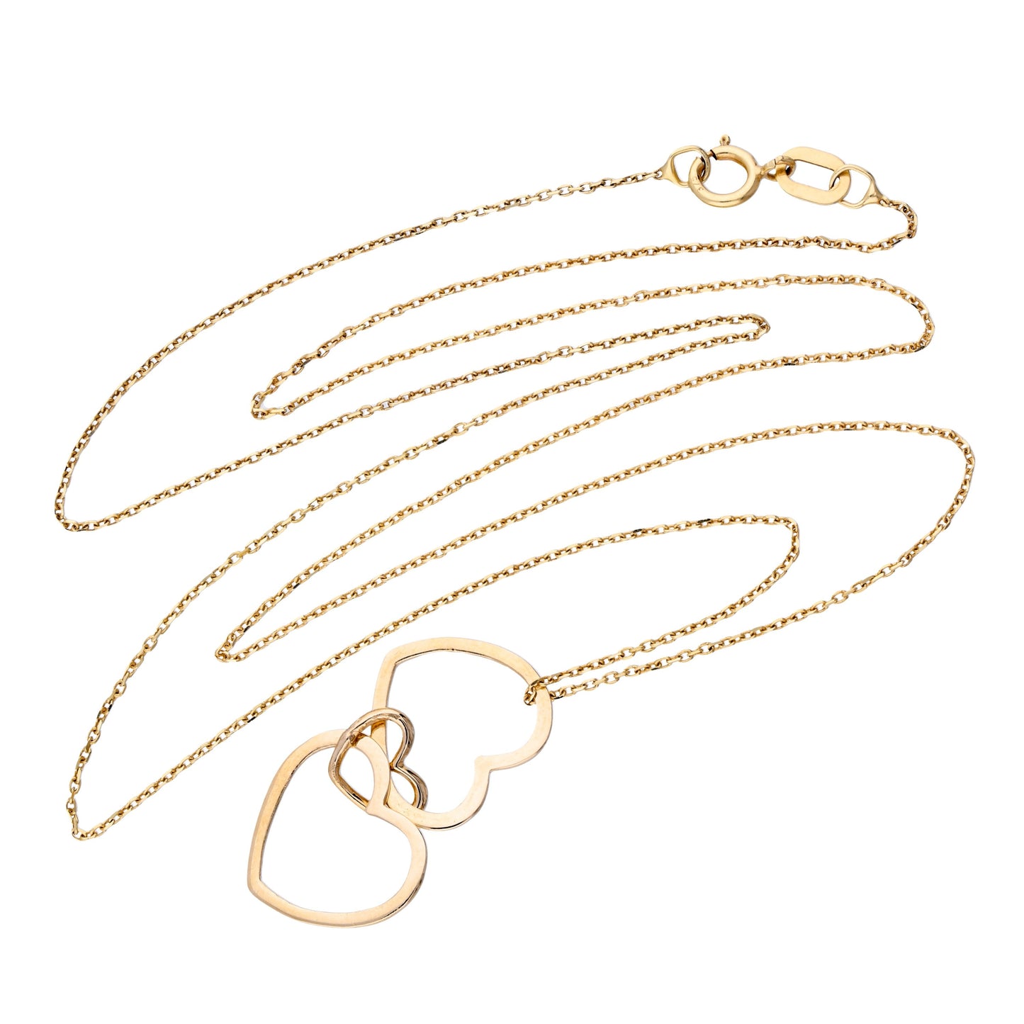 Halskette mit dreifach ineinander verschlungenen Herzen aus 9 Karat Gold