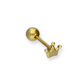 Zungenpiercing aus 9 Karat Gold mit königlicher Krone