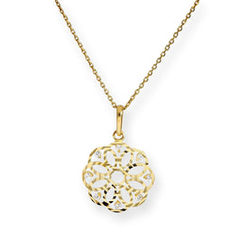 Halskette mit Blumenanhänger aus 9 Karat Gold und klarem Zirkonia, 16–20 Zoll