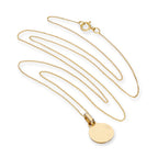 Halskette mit rundem Anhänger aus 9 Karat Gold, gravierbar, 16–20 Zoll