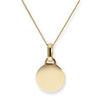Halskette mit rundem Anhänger aus 9 Karat Gold, gravierbar, 16–20 Zoll