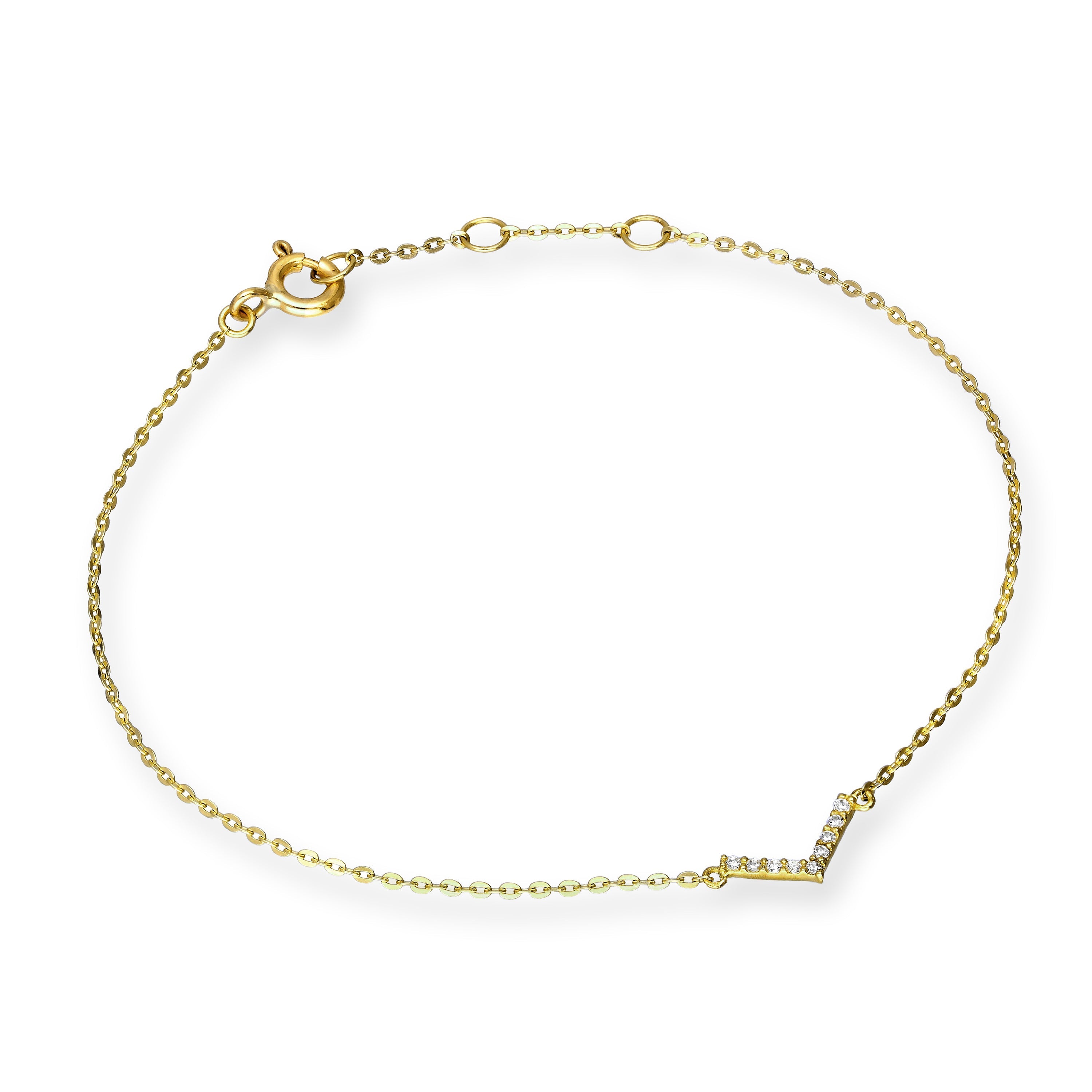 9 Karat Gold & Klar CZ Kristall 18 cm V - Armband