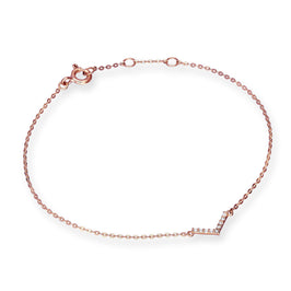 9 Karat Roségold & Klar CZ Kristall 18 cm Buchstabe V - Armband