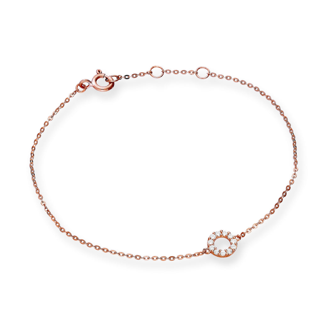 9 Karat Roségold & Klar CZ Kristall 18 cm Karma Kreis Armband
