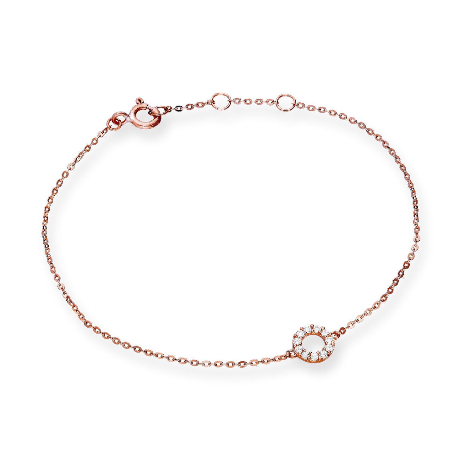 9 Karat Roségold & Klar CZ Kristall 18cm Karma Kreis Armband