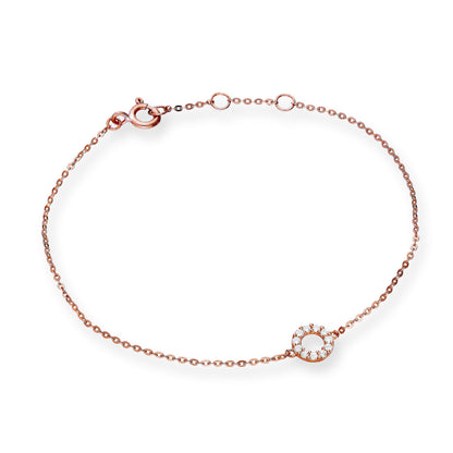 9 Karat Roségold & Klar CZ Kristall 18cm Karma Kreis Armband