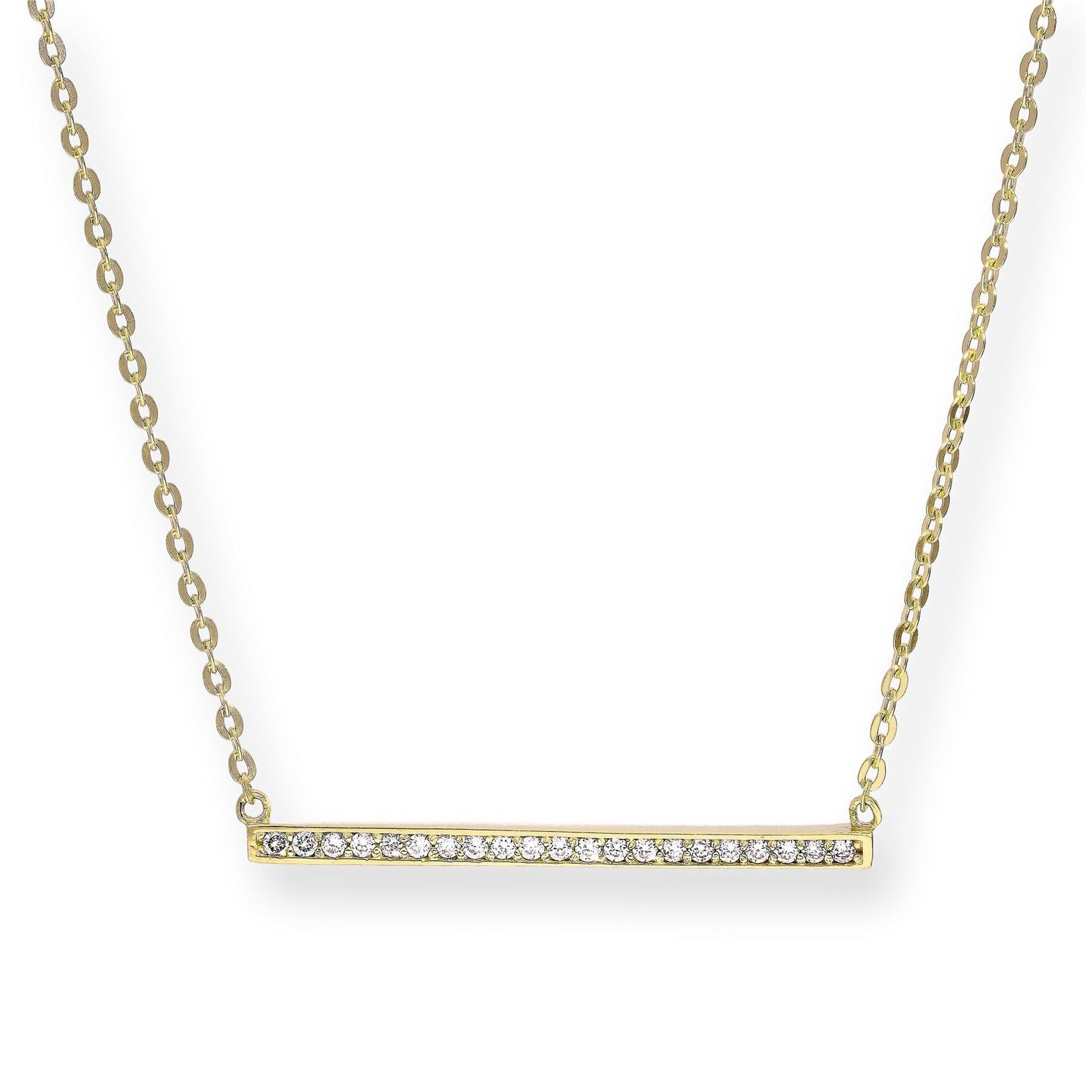 Barren aus 9 Karat Gold und klarem Zirkonia an einer 18-Zoll-Kette