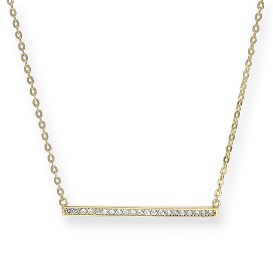 Barren aus 9 Karat Gold und klarem Zirkonia an einer 18-Zoll-Kette