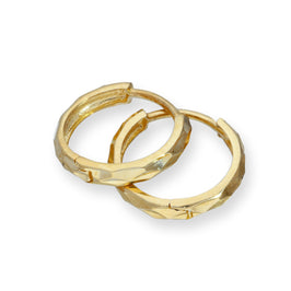 9 Karat Gold Facettiert Klappcreolen Ohrringe