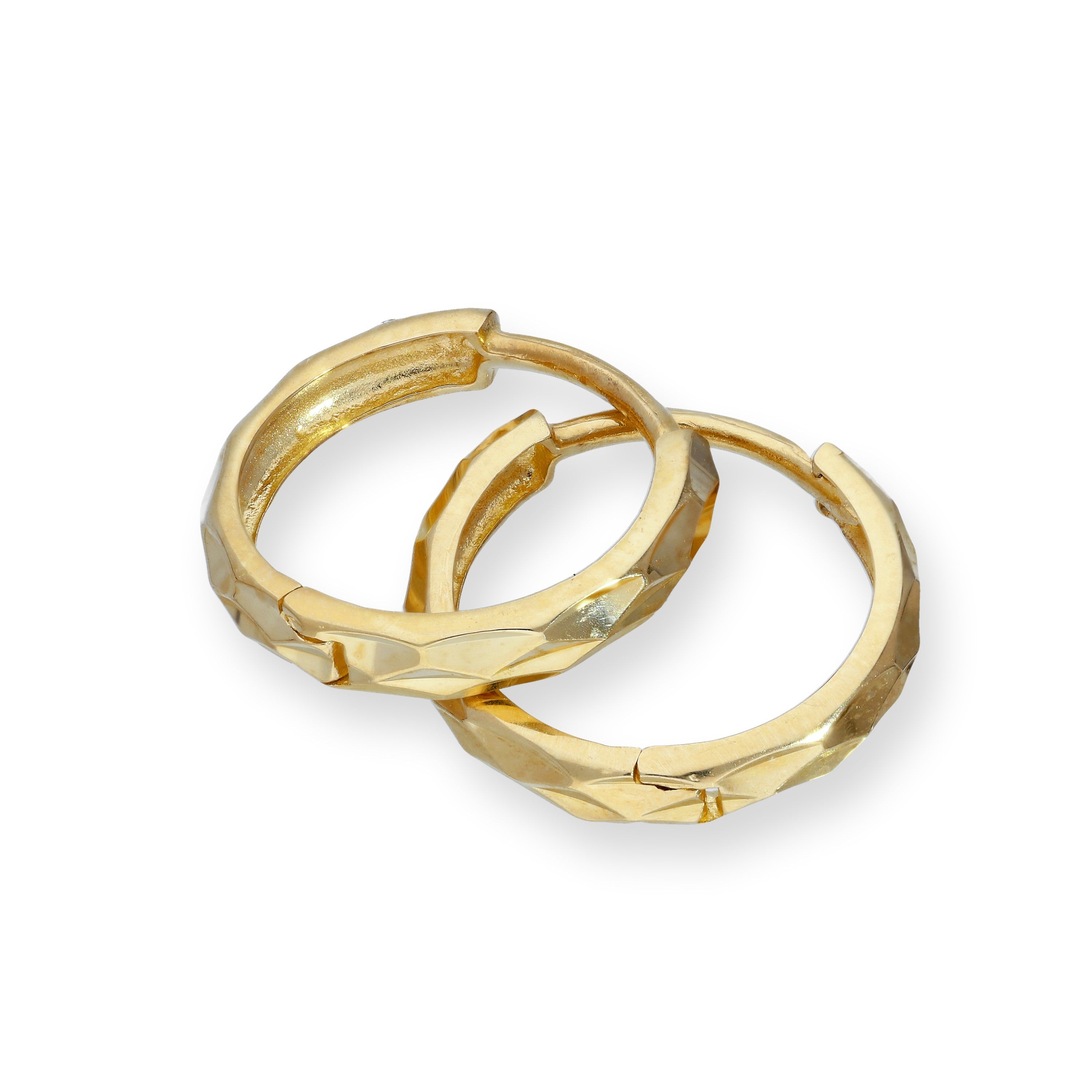 9 Karat Gold Facettiert Klappcreolen Ohrringe
