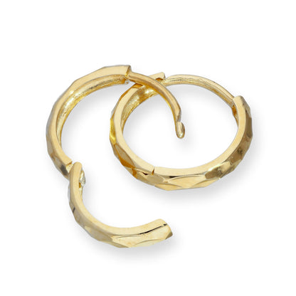 9 Karat Gold Facettiert Klappcreolen Ohrringe