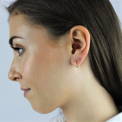 9 Karat Gold Facettiert Klappcreolen Ohrringe