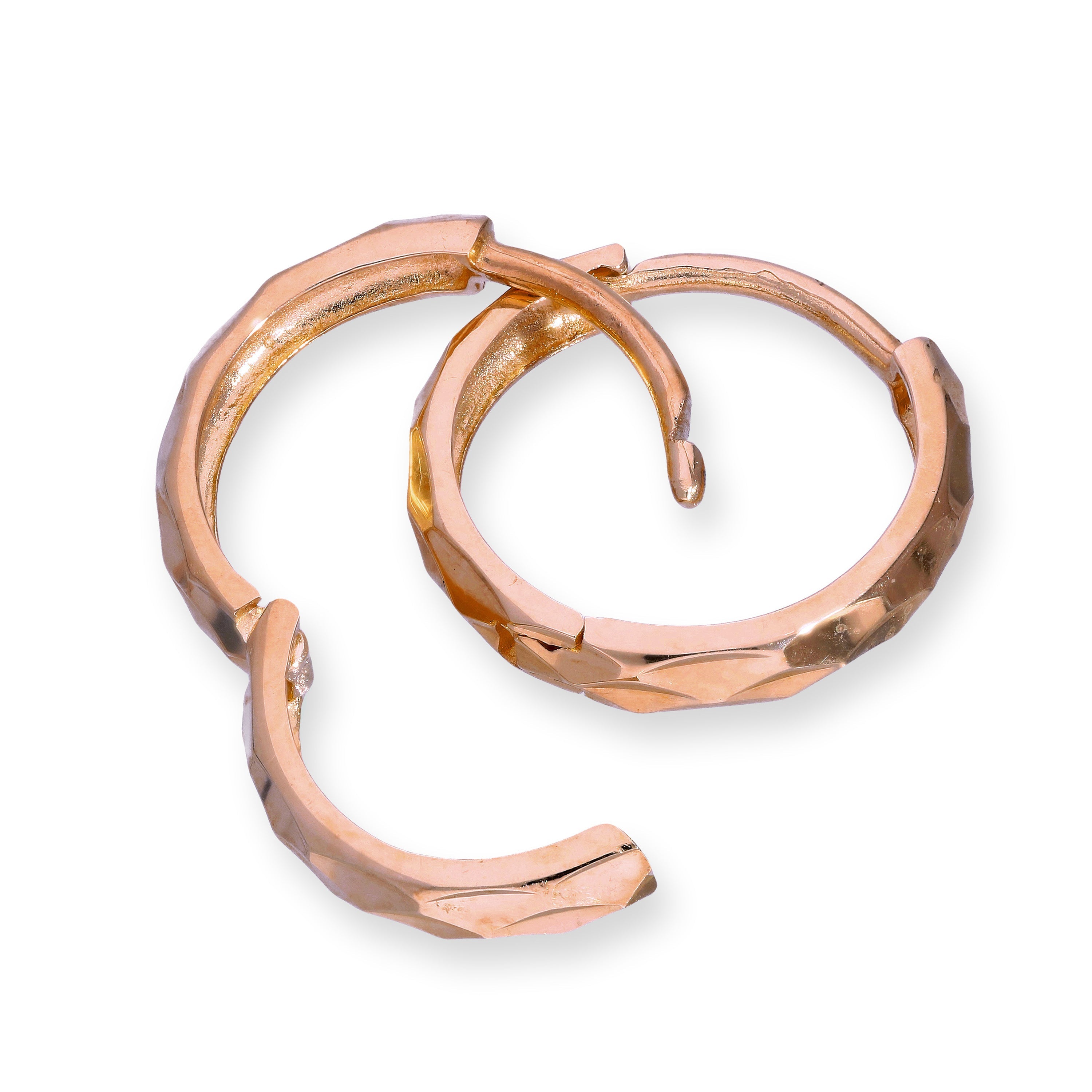 9 Karat Roségold Facettiert Klappcreolen Ohrringe 