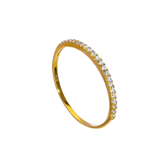 9ct Gold & CZ Kristall Halb Eternity Stacking Ring Größe I-U