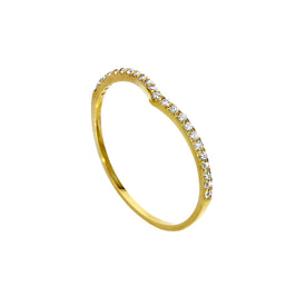 9 Karat Gold & klarer Zirkonia Wishbone-Halb-Ewigkeits-Stapelring Größe I-U