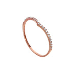 9 Karat Roségold & klarer Zirkonia-Wishbone-Halb-Ewigkeitsring zum Stapeln, Größe I-U