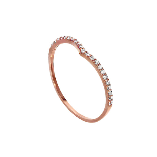 9 Karat Roségold & klarer Zirkonia-Wishbone-Halb-Ewigkeitsring zum Stapeln, Größe I-U