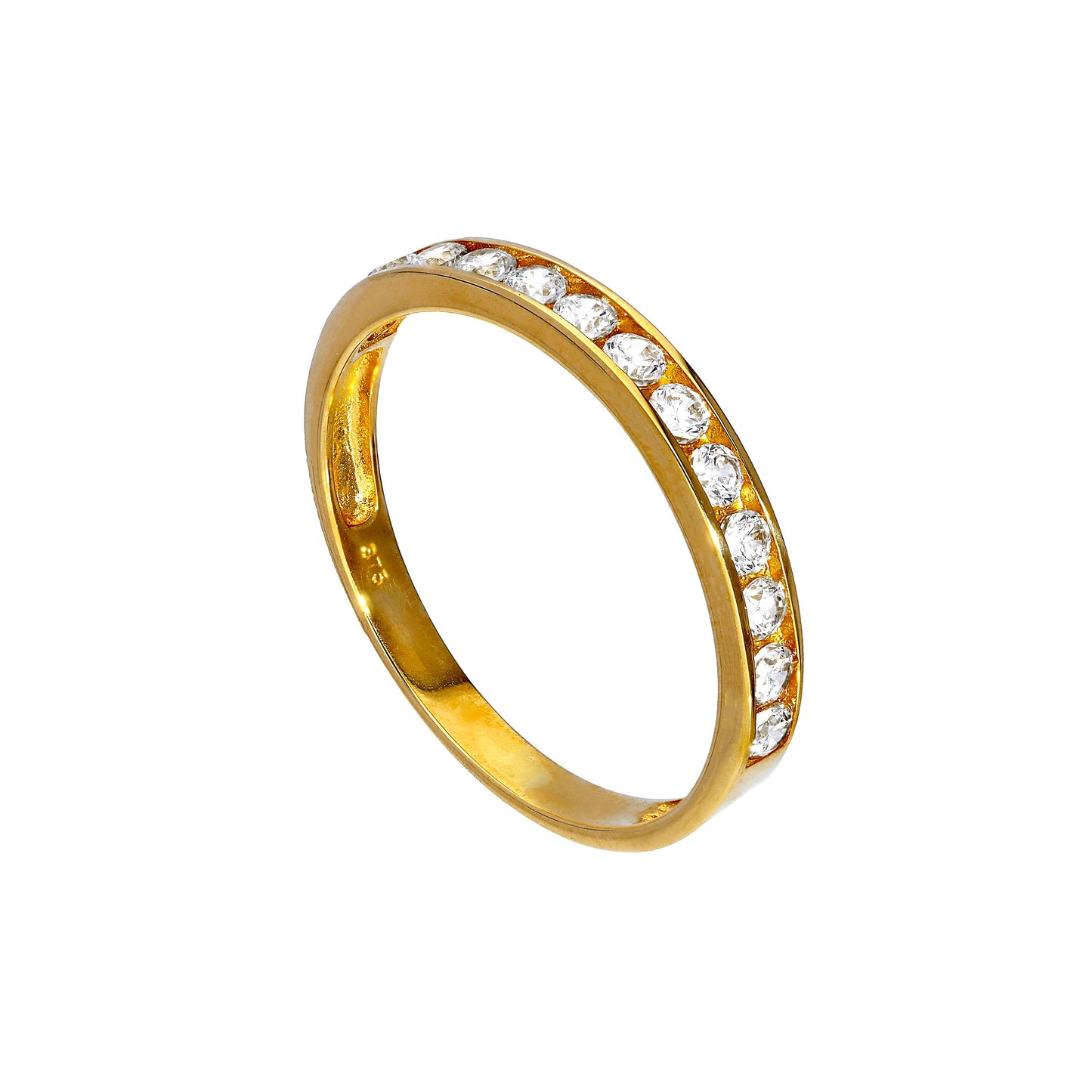 9ct Gold & CZ Kristall Halb Eternity Stacking Ring Größe I-U