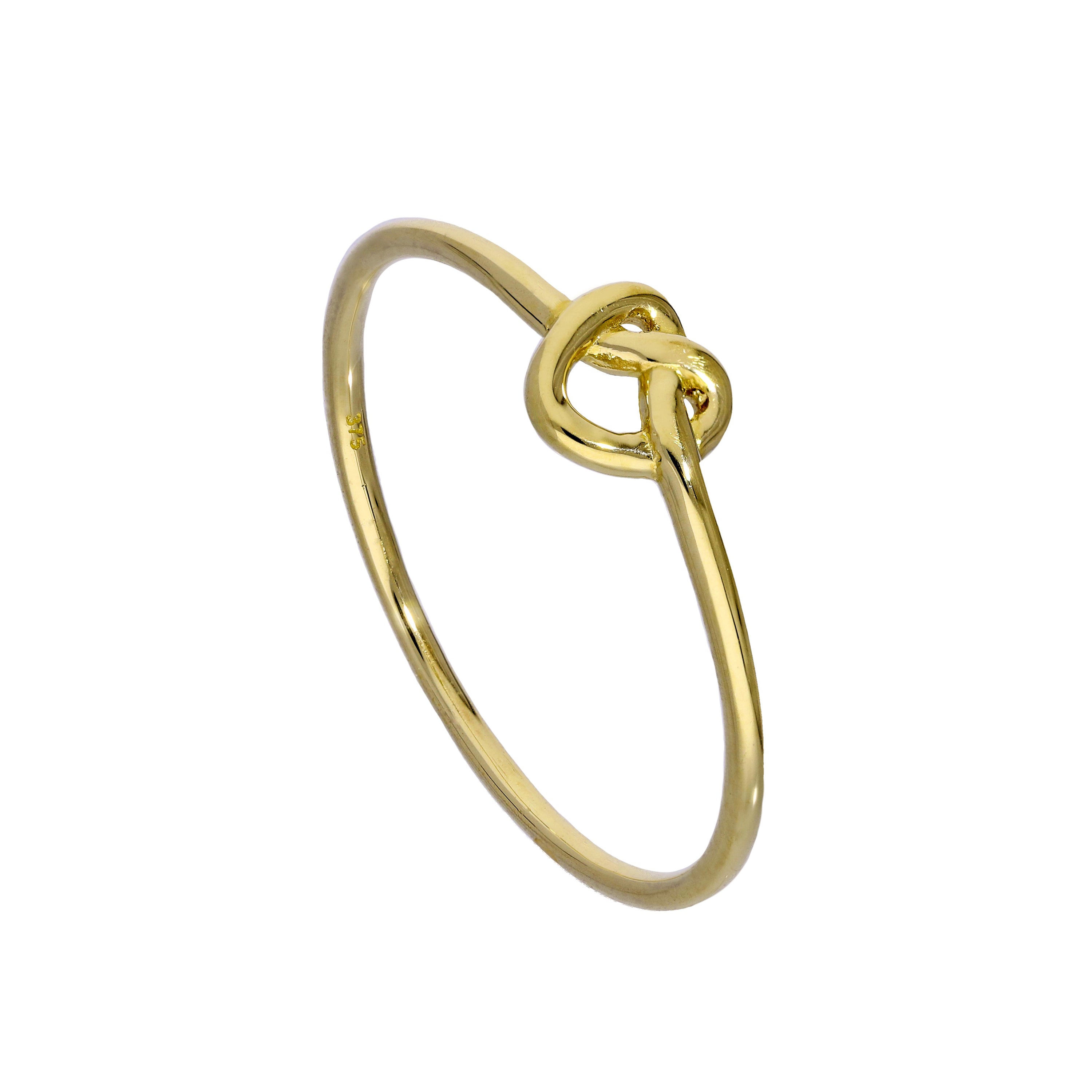9 Karat Gold Herz-Knotenring Größen I – U