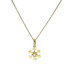 9 Karat Gold & klare CZ-Kristall-Schneeflocken-Anhänger-Halskette 16 - 20 Zoll
