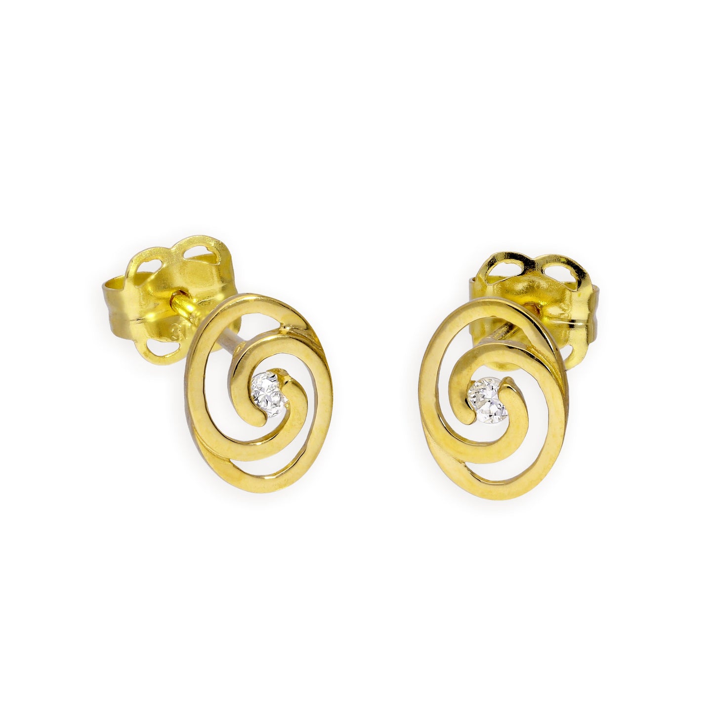 9 Karat Gold & Klar CZ Kristall Wirbel Ohrstecker