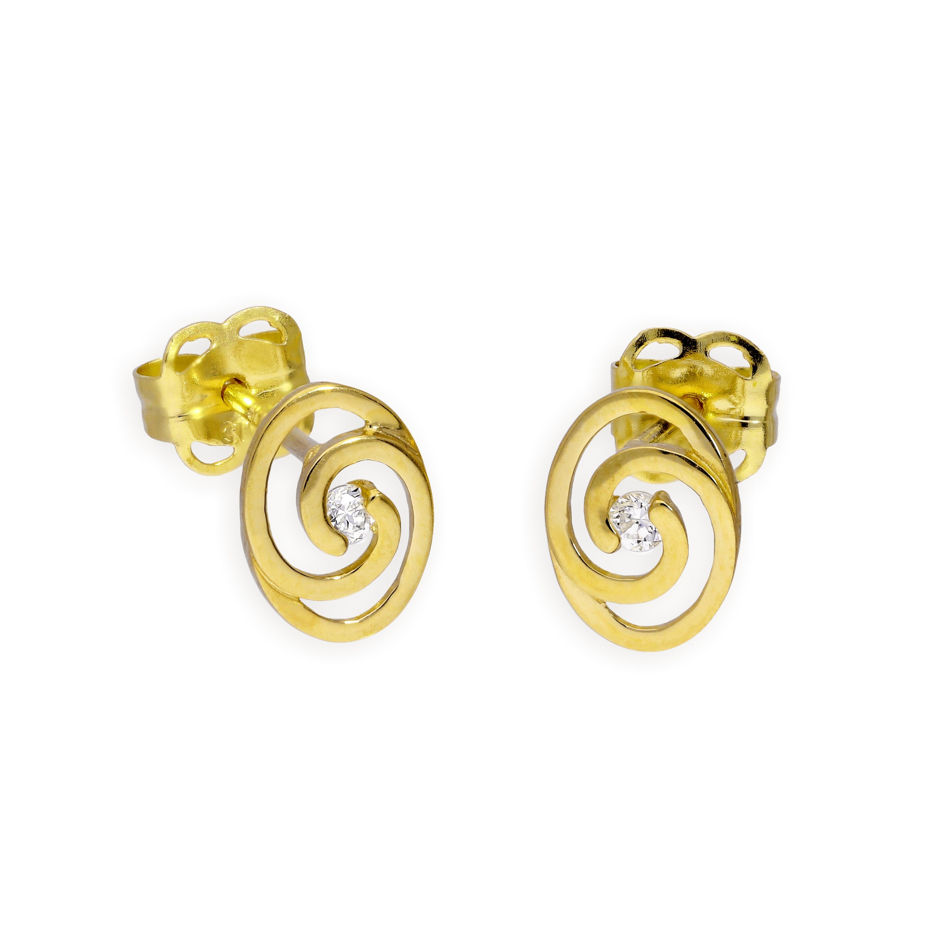 9 Karat Gold & Klar CZ Kristall Wirbel Ohrstecker