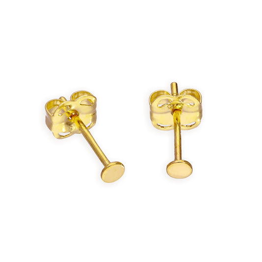 9ct Gold 2mm Flat Circle Stud Earrings