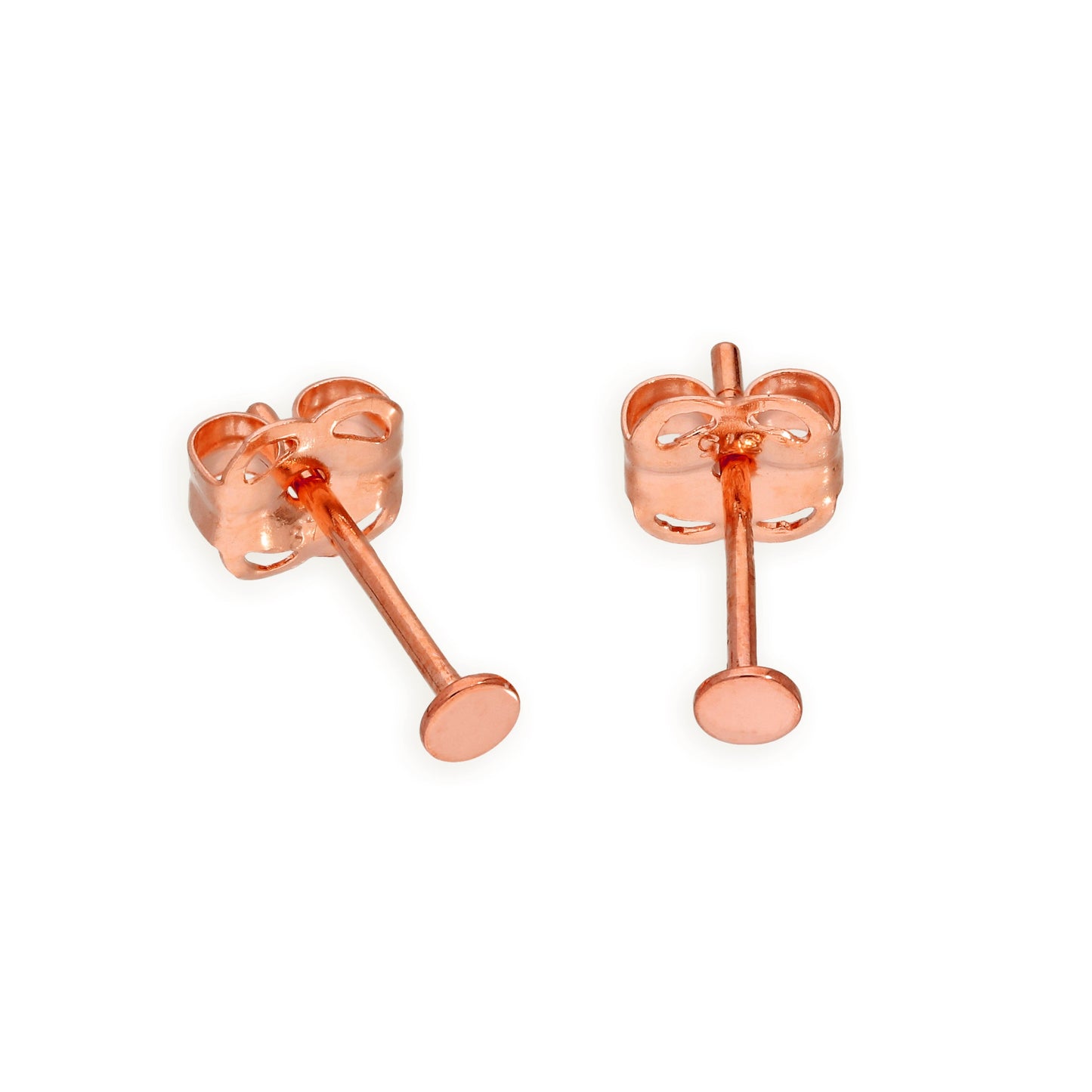 9 Karat Roségold 2mm Flach Kreis Ohrstecker