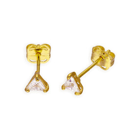 9 Karat Gold & Klar CZ Kristall Dreieck Ohrstecker