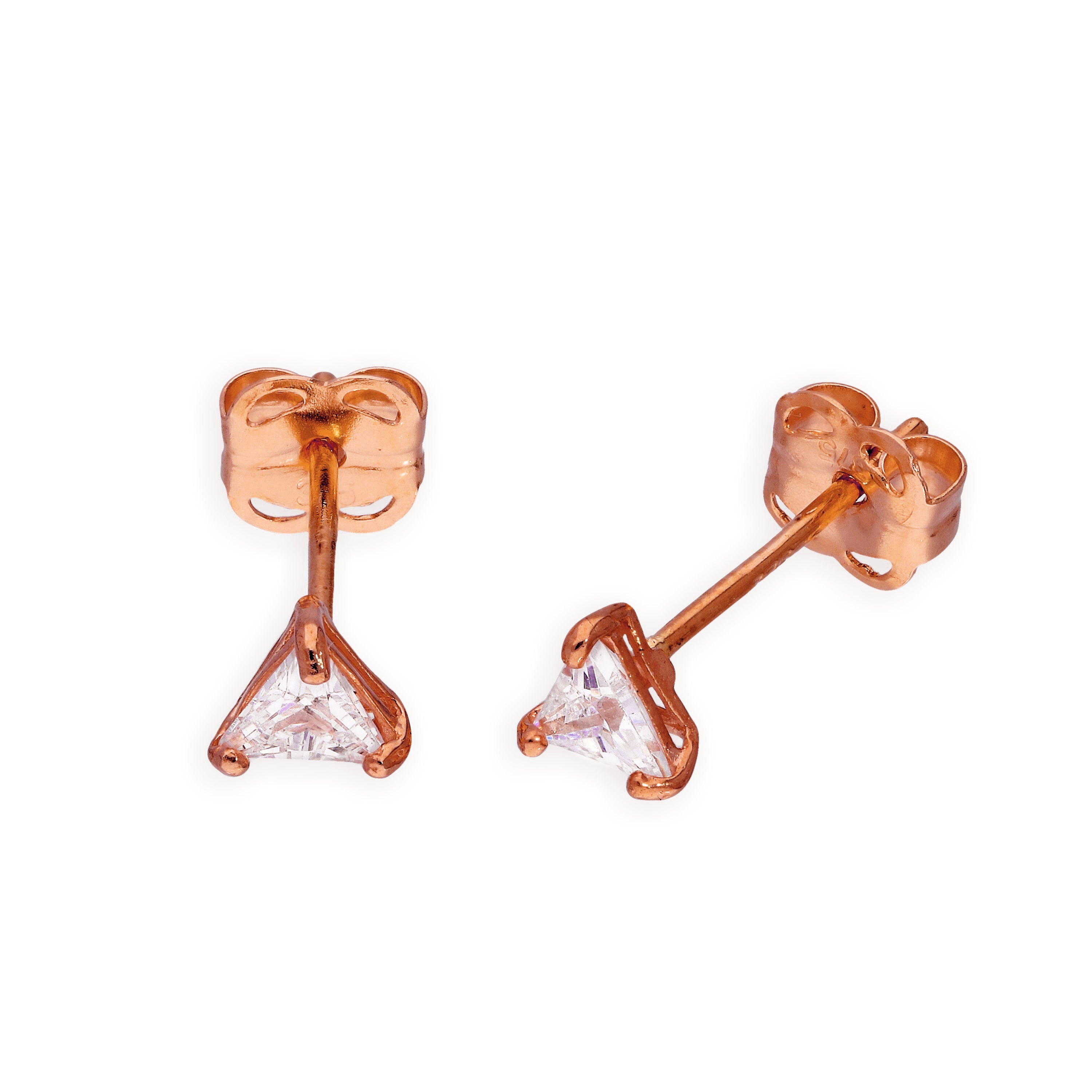 9 Karat Roségold & Klar CZ Kristall Dreieck Ohrstecker
