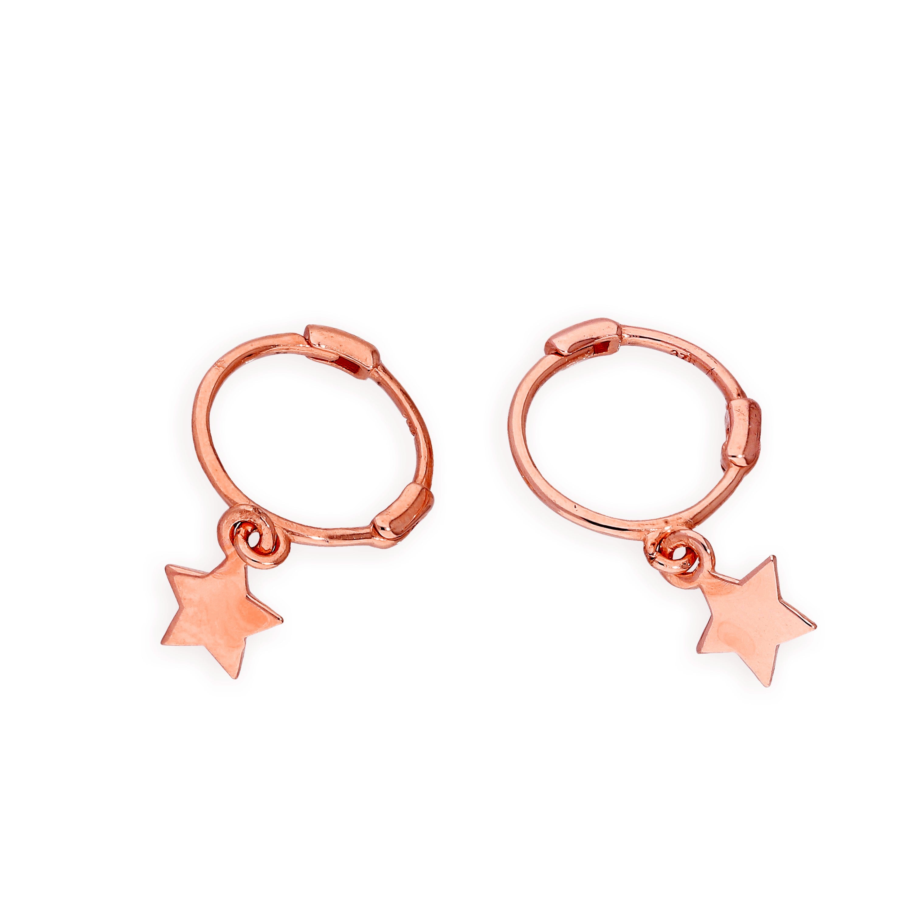 9 Karat Roségold Stern Creolen Ohrringe