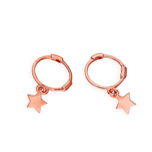 9ct Rose Gold Star Hoop Earrings - jewellerybox